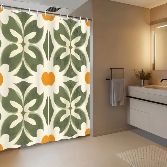 🐎NEW! Retro Geometric Shower Curtain - Picture 3 of 3